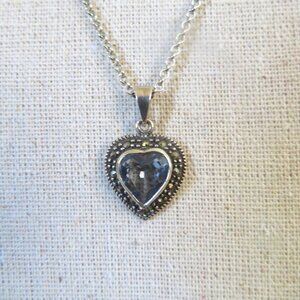 Sterling Blue Topaz Heart Necklace